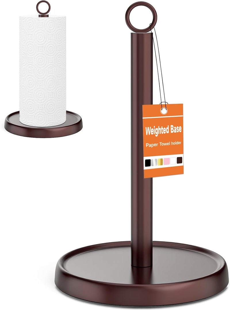 PAROTO Oil Rubbed Bronze Paper Towel Holder Countertop, Oil Rubbed Bronze Kitchen Accessories Decor, Stainless Steel, Weighted Base, Paper Towel Stand for Bathroom Farmhouse Essentials - Image 1